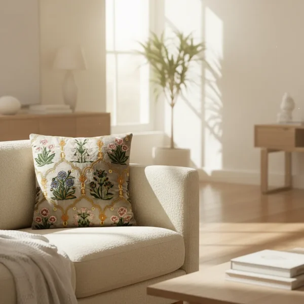 Glisten Multi Colour Embroidery Cushion Cover