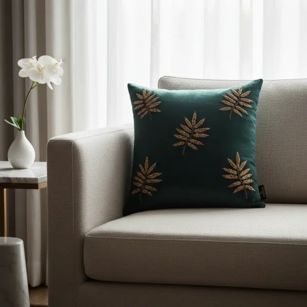 Jari Leafs Handmade Embroidery Cushion Cover